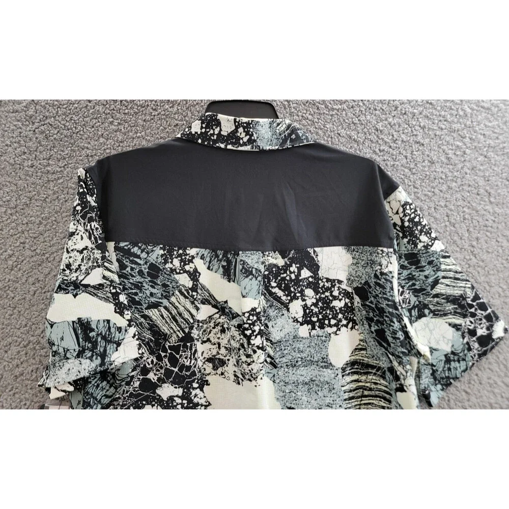 BASS OUTDOOR Trailer A.C. Shirt Men's S Black Beauty/Rock Camo Spread Collar S/S